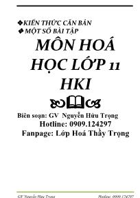 Kiến thức căn bản và một số bài tập môn Hóa học Lớp 11 - Học kỳ 1 - Nguyễn Hữu Trọng